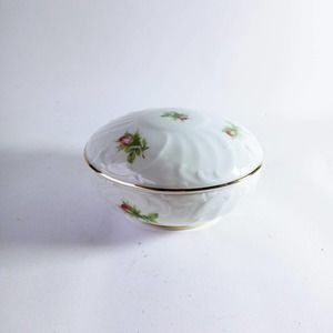 Vtg Vohenstrauss Johann Seltmann Bavaria Germany Trinket Dish & Lid Pink Roses